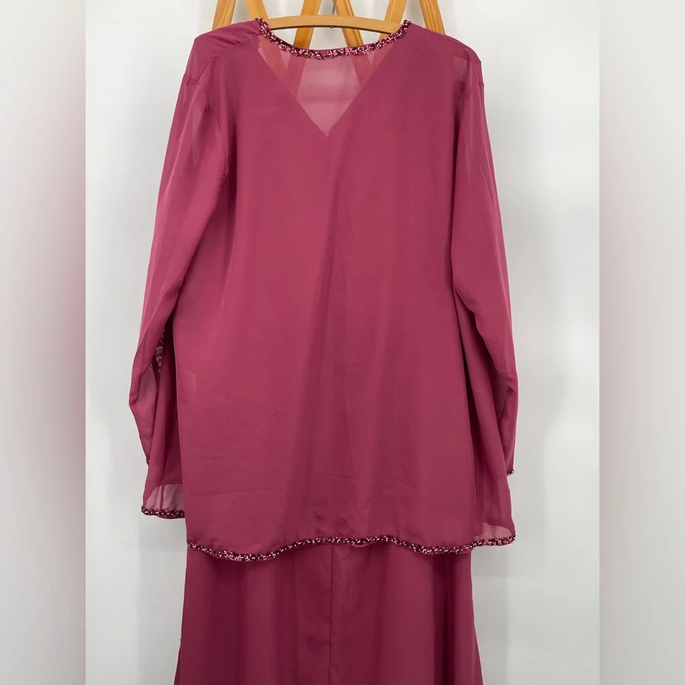 Elegant Burgundy Gown, Mother of the Bride